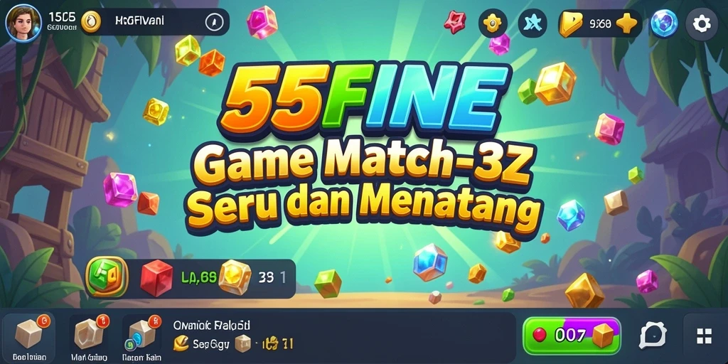 Tampilan gameplay seru dari 55FIVE dengan aksi Match-3 menantang.