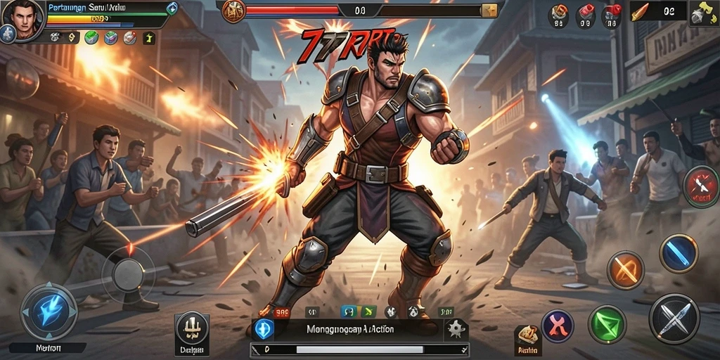 Tangkapan layar menampilkan aksi seru permainan 777RT dalam genre Action.