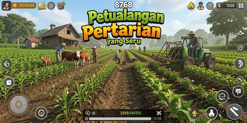 Gameplay seru dengan pertanian yang realistis di 8768.