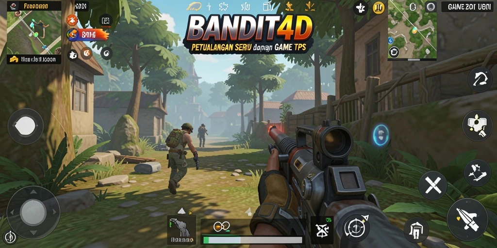 Tampilan gameplay seru dalam BANDIT4D dengan aksi tembak-menembak menegangkan.