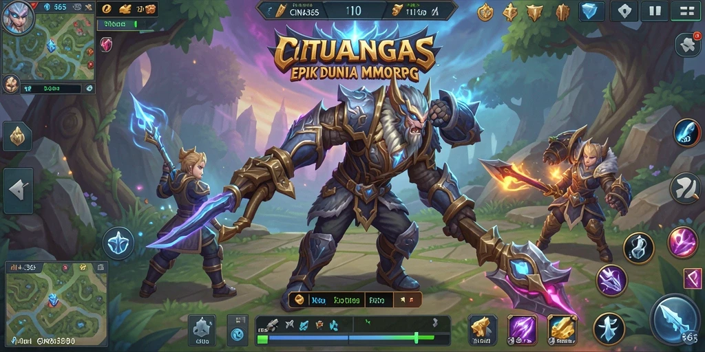 Screenshot gameplay CINA365 yang menunjukkan pertarungan seru dalam dunia MMORPG.