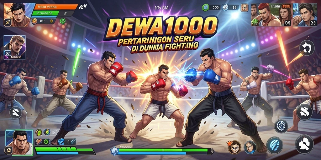 Gameplay pertarungan seru di DEWA1000 dengan karakter unik.