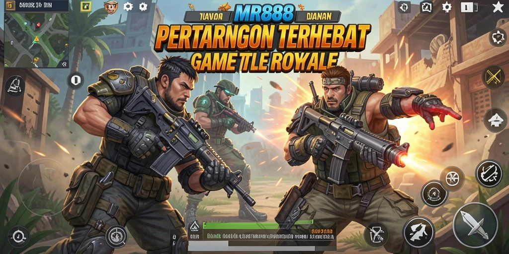 Tampilan gameplay Battle Royale yang mendebarkan di MR888.
