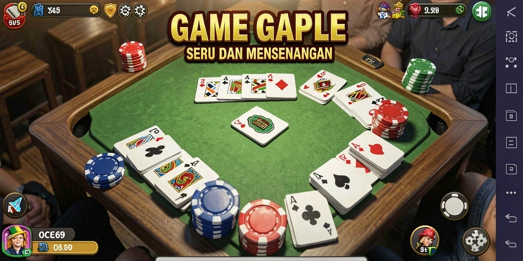 Screenshot gameplay OCE69 menampilkan aksi seru bermain Gaple.