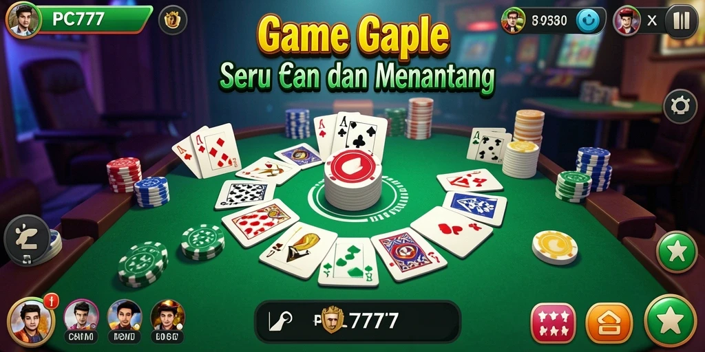 Screenshot gameplay PC777 yang menampilkan keseruan permainan Gaple.