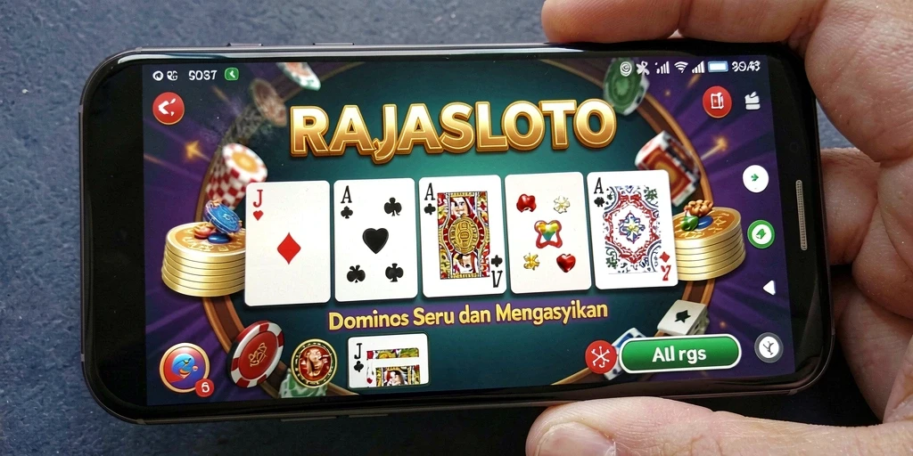 Screenshot RAJASLOTO menampilkan gameplay seru permainan Domino yang interaktif.