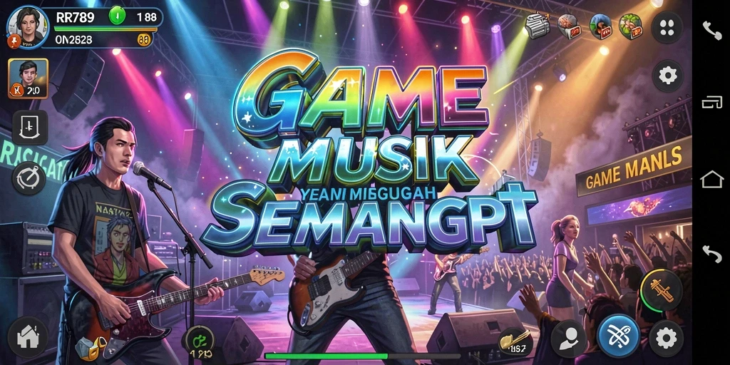 Tampilan gameplay RR789 dengan berbagai tantangan musik.